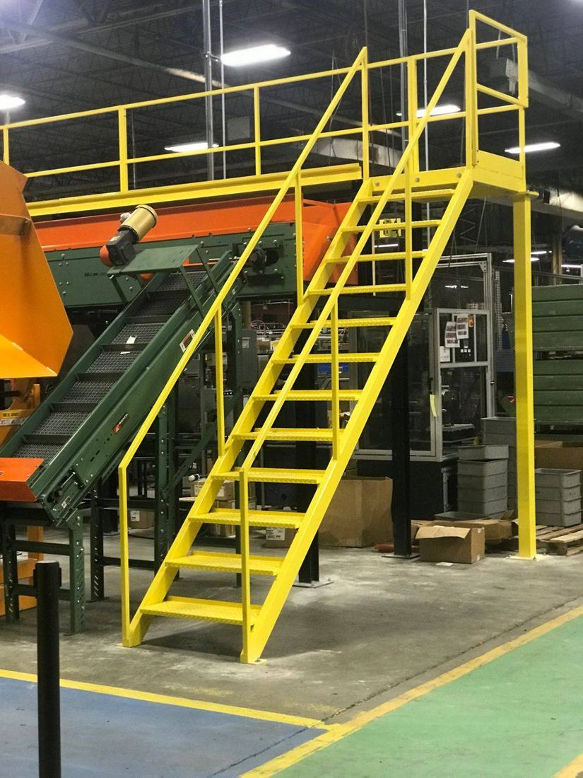 Safety stairs, platform and handrails