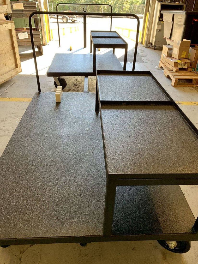 Welded table frame with wood top